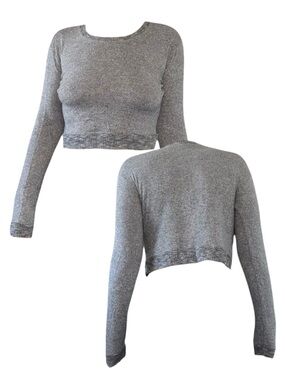 Gray Long Sleeve Sweater Crop Top